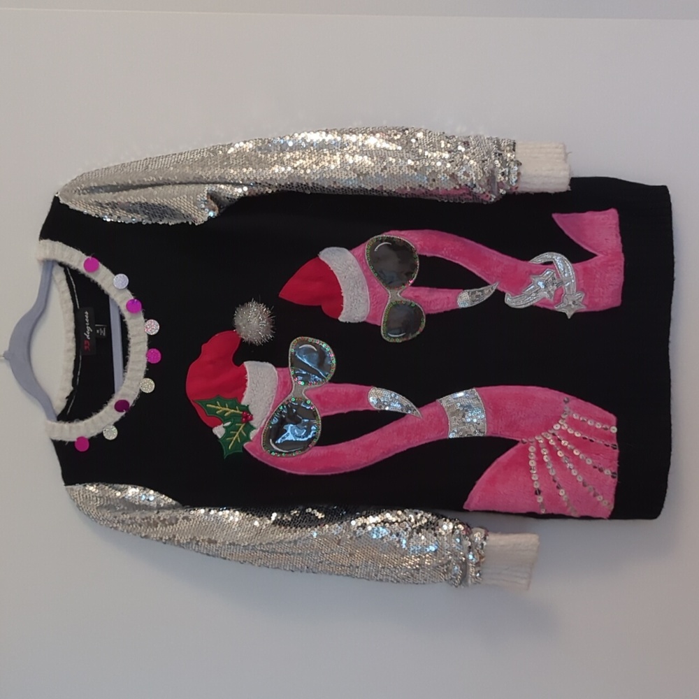 Christmas Flamingo Sweater Mini dress